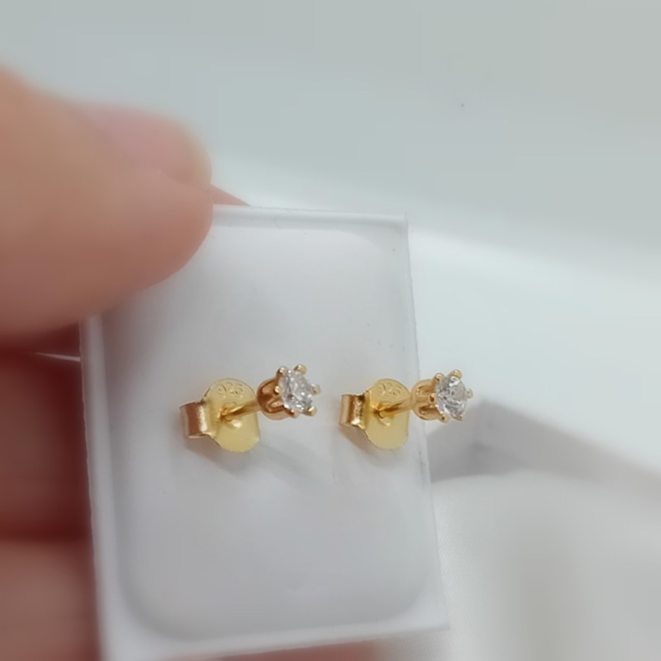 Επίχρυσα σκουλαρίκια "ψειρίτσες" με ζιργκόν